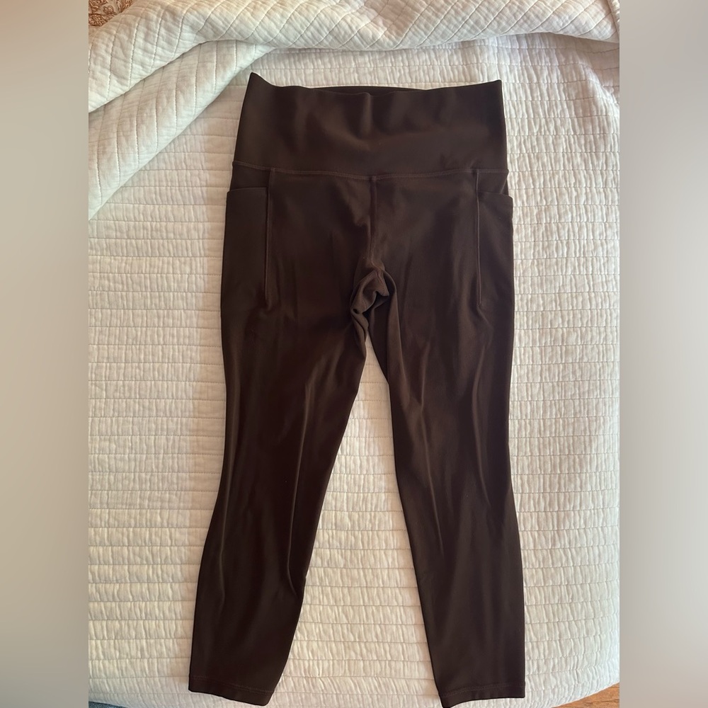 Athleta Salutation Stash 7/8 Leggings Chocolate Brown